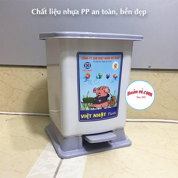 Thùng rác bật nắp Size Nhỏ Nhựa Việt Nhật, Thùng đựng rác văn phòng, phòng bếp có nắp đậy 8040