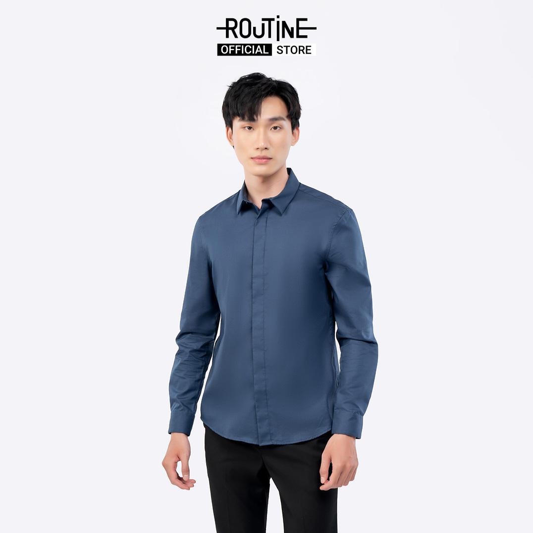 Áo Sơ Mi Nam Tay Dài Nút Ẩn Trơn Form Fitted - Routine 10F21SHL003CR1