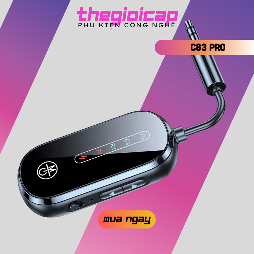 Bộ Thu Phát Âm Thanh 2 Trong 1hỗ trợ jack 3.5mm AUX  Adapter Mic Cho TV PC Tai Nghe Xe Hơi bluetooth C83 Pro - Hàng Nhập Khẩu