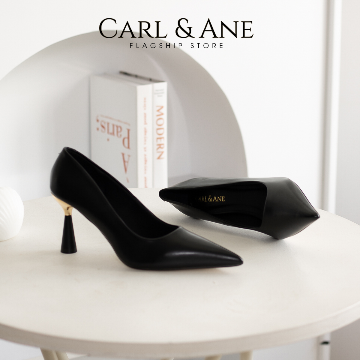 Carl &amp; Ane - Giày cao gót nhọn thời trang công sở gót mạ vàng thanh lịch cao 8cm - CP016