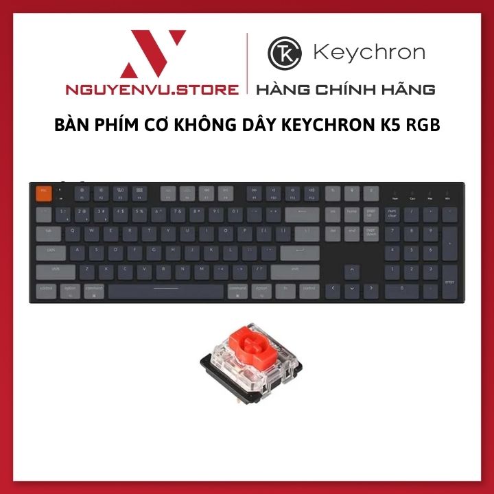 Bàn phím cơ Keychron K5 Ultra-Slim Aluminum RGB Gateron - Hàng Chính Hãng