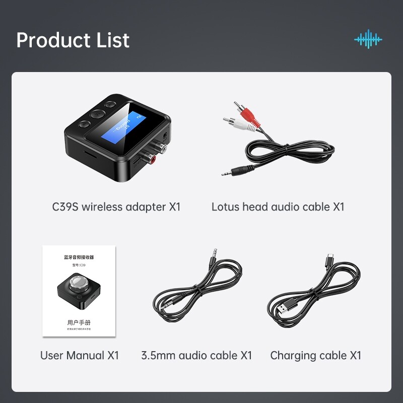 SOAIY Thiết Bị Phát Nhạc Không Dây Bluetooth 5.0 Màn Hình LCD C39S - Hàng Nhập Khẩu
