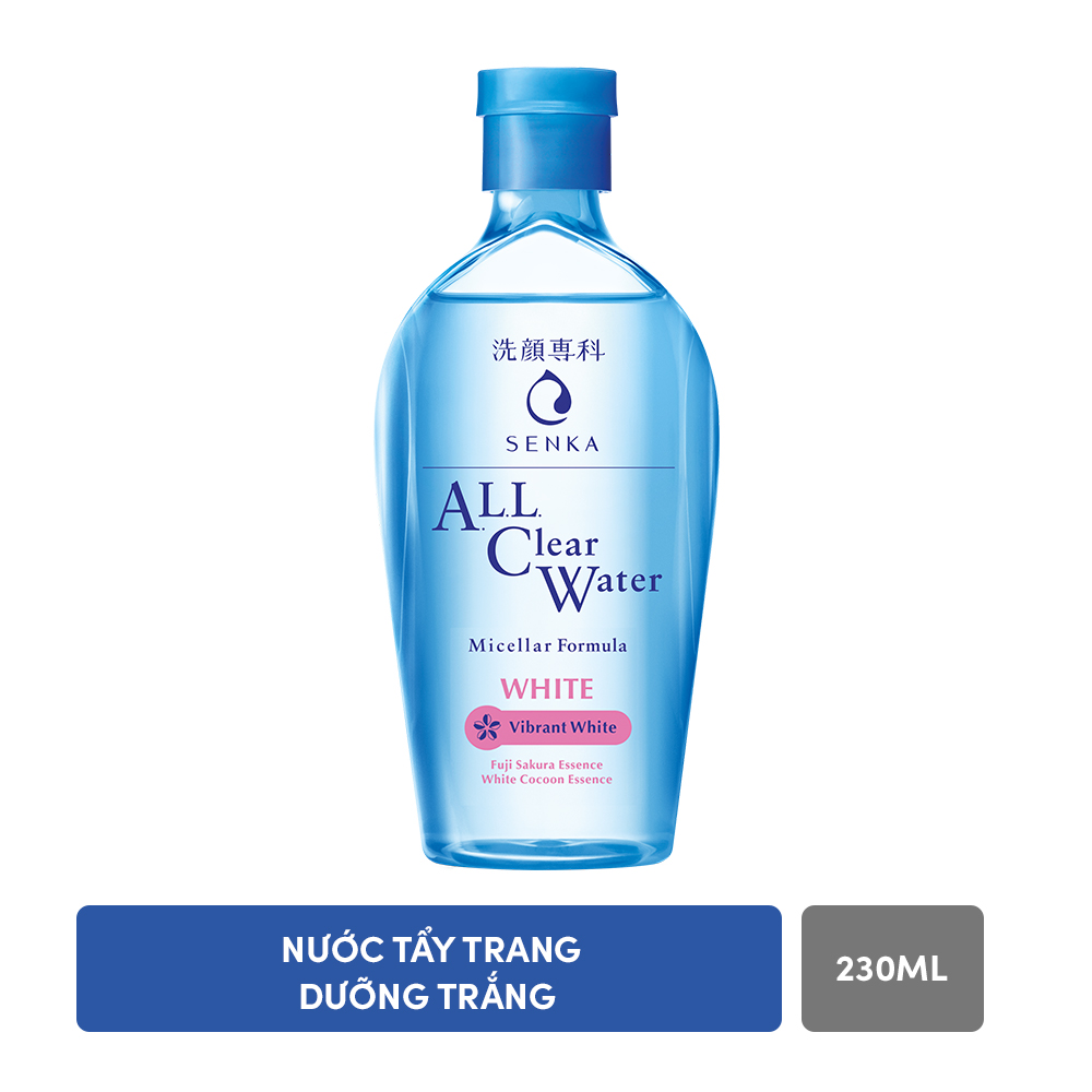 Combo Nước tẩy trang dưỡng trắng Senka All Clear Water Micellar Formula White 230ml + Sữa rửa mặt dành cho da mụn Senka Perfect Whip Acne Care 50g