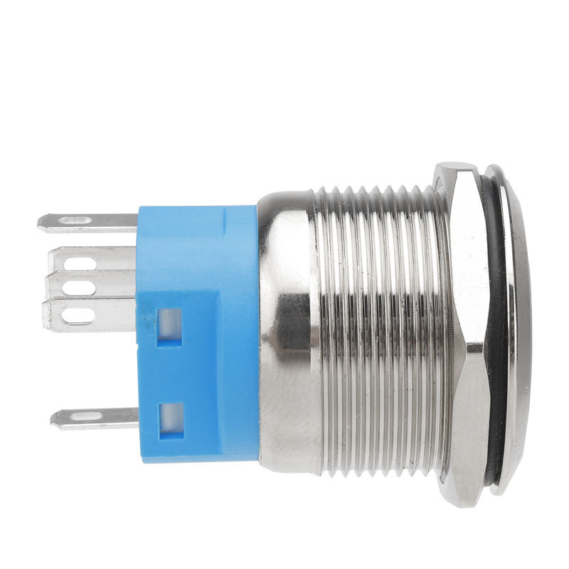 Nút nhấn công tắc Inox 22mm, Loại nhấn giữ Trạng thái có đèn LED (3-6V, 12-24V, 110-220V)