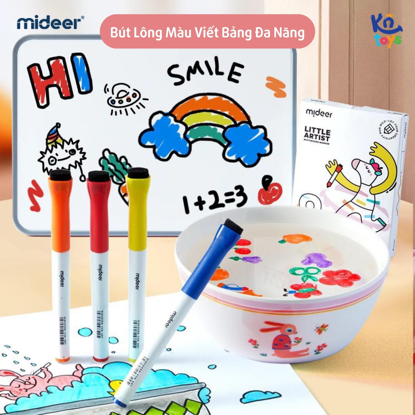 Hộp 8 Cây Bút Lông Màu Viết Bảng Đa Năng Cao Cấp An Toàn Cho Trẻ – Mideer Little Artist Whiteboard Marker