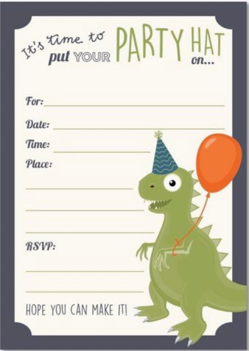 Thiệp mời Dinosaur Invitation Card KAB41