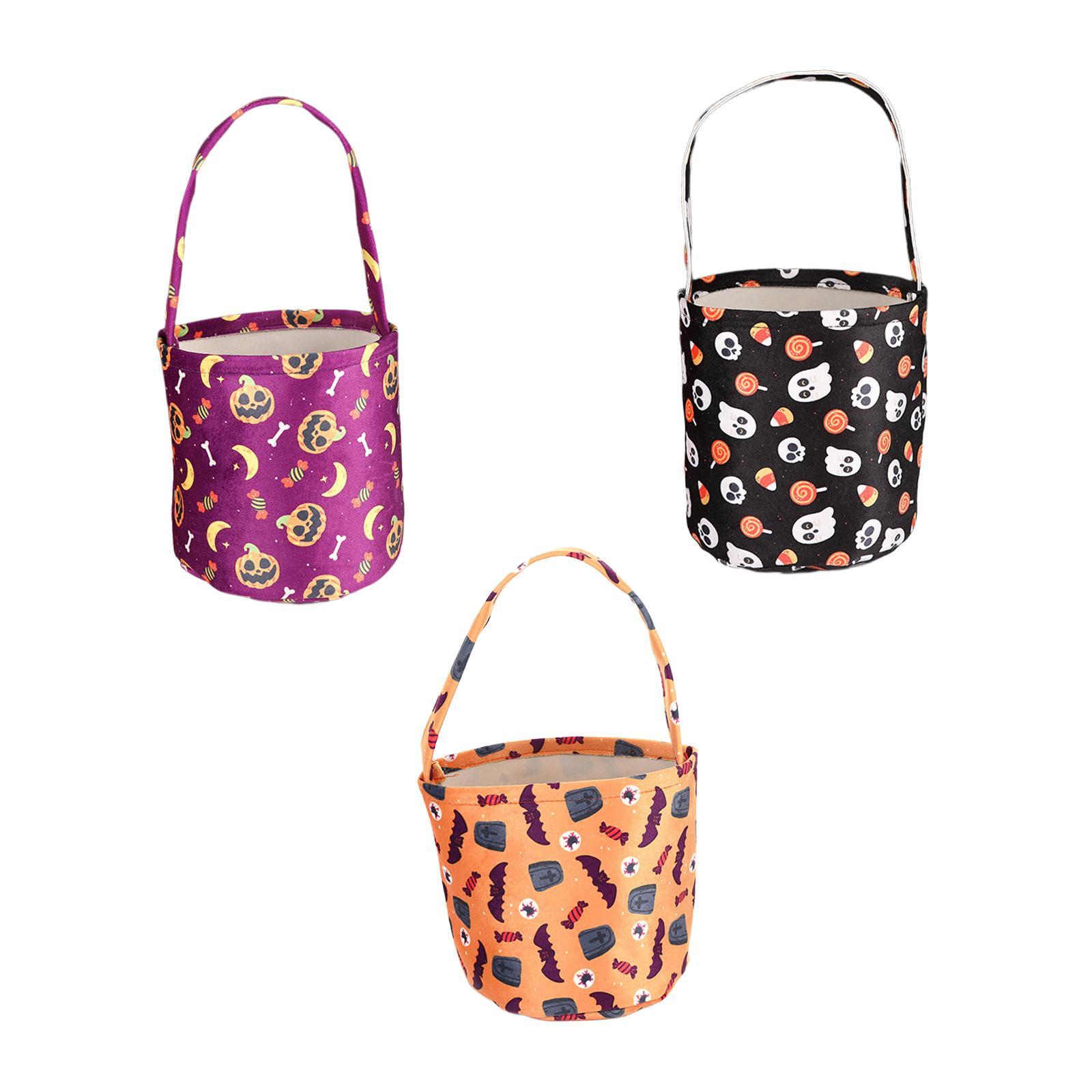 3 Pieces Halloween Treat Bags Candy Bucket for Holiday Party Halloween