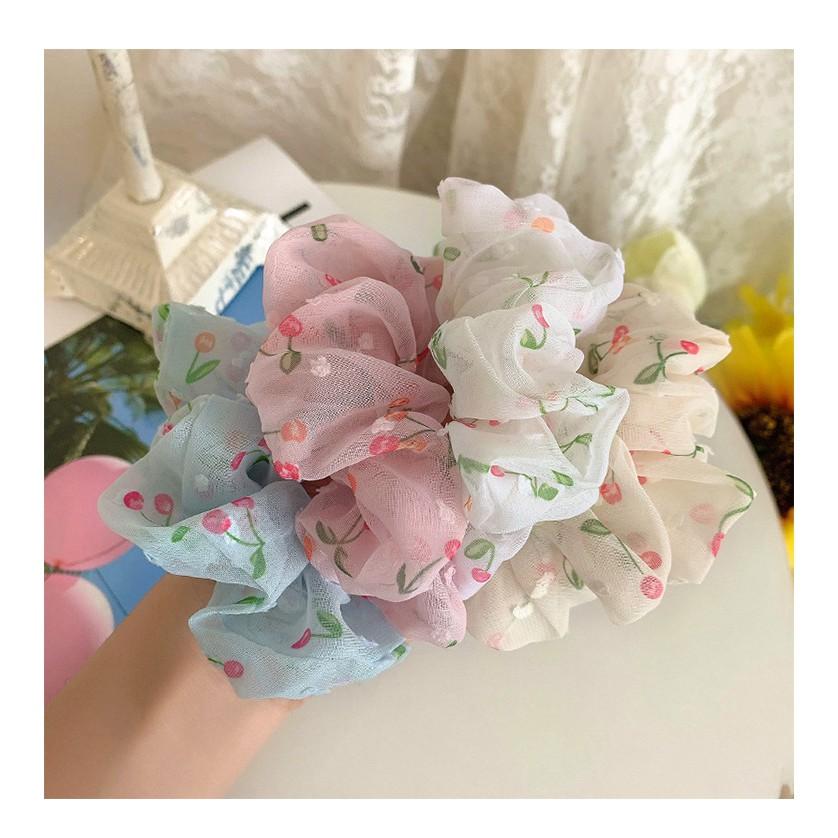 Sét 2 dây buộc tóc voan cherry Scrunchies tinh tế vòng lớn HD43