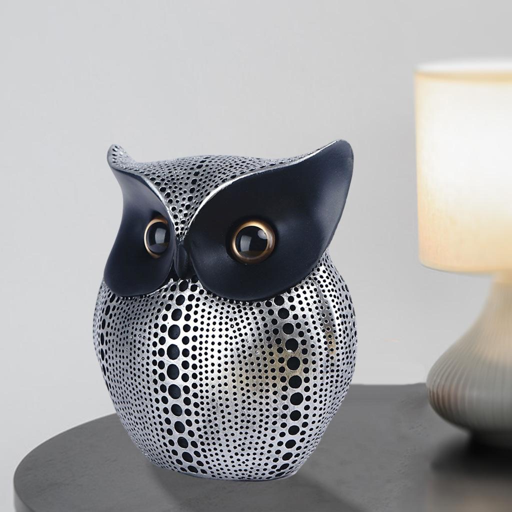 Chic Owl Figurine Sculpture Decorative Ornament Miniature Decor