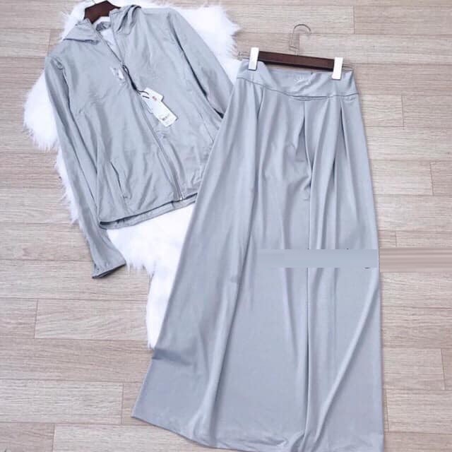 SET ÁO CHỐNG NẮNG NỮ TÚI CUỘN + QUÂY THÔNG HƠI THOÁNG MÁT- CÙNG MÀU SIÊU XINH