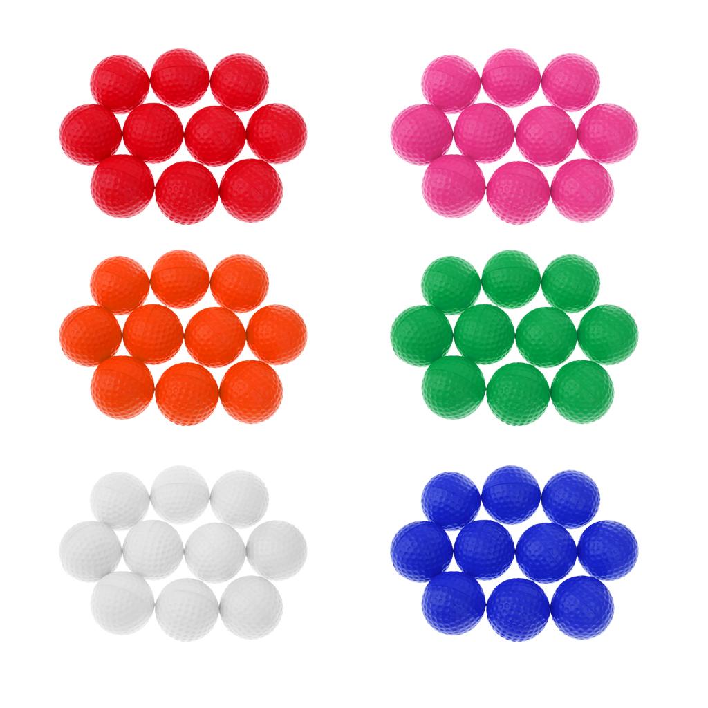 Set of 10 Golf Ball Training Practice Soft Foam Balls 42mm - Various Colors
