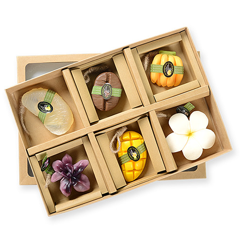 Hộp Quà 6 Xà Bông Thiên Nhiên Handmade eccomorning Hình Hoa &amp; Trái Cây F6ABC - Soap Gift Set 6pcs