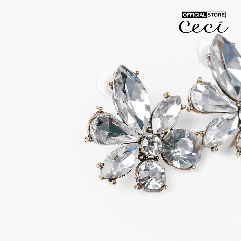 CECI - Khuyên tai nữ xỏ lỗ thiết kế cánh hoa đá lấp lánh CC1-09000134-03