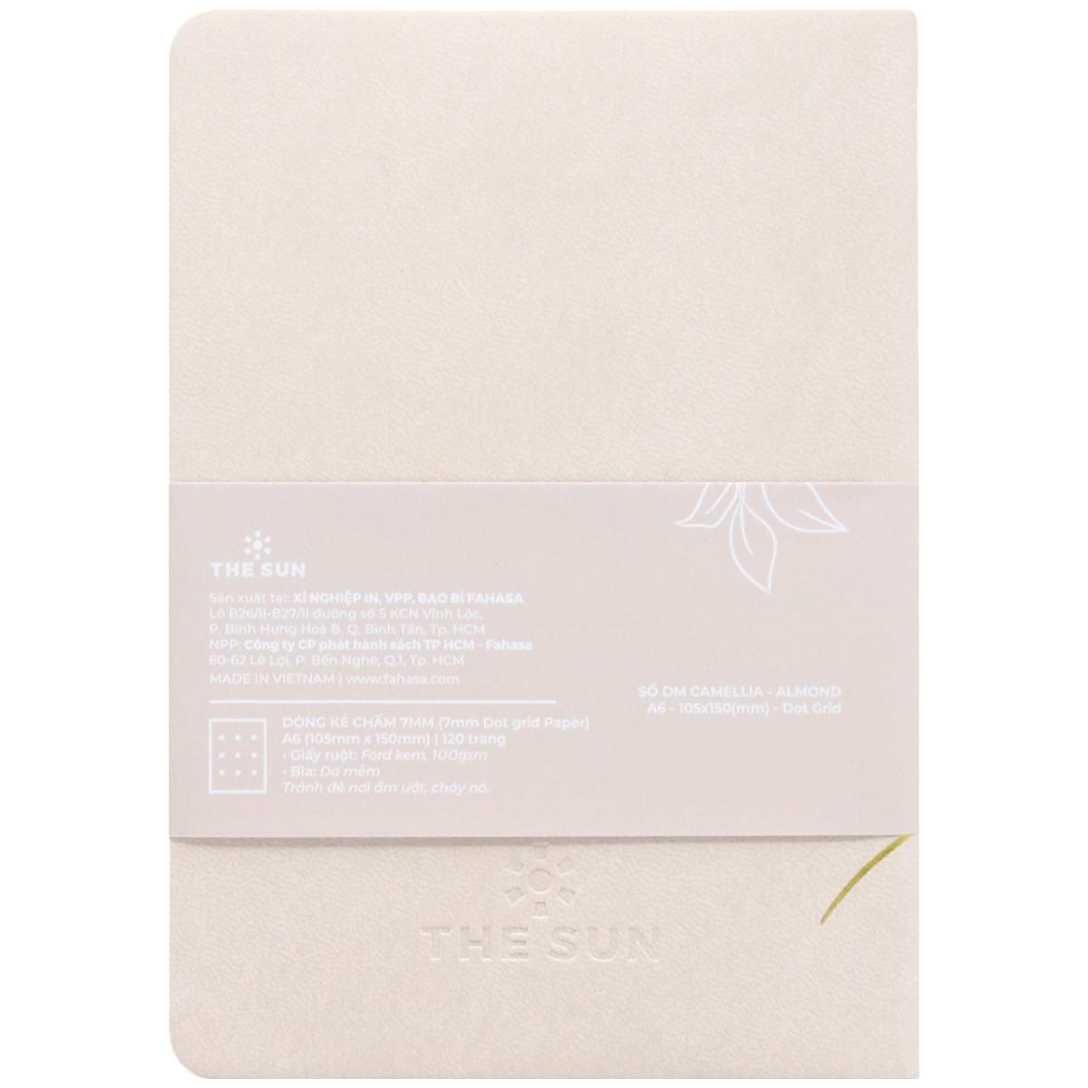 Sổ Da Bìa Mềm Camellia A6 - Không Kẻ Có Chấm - 120 Trang 100gsm - The Sun - Almond