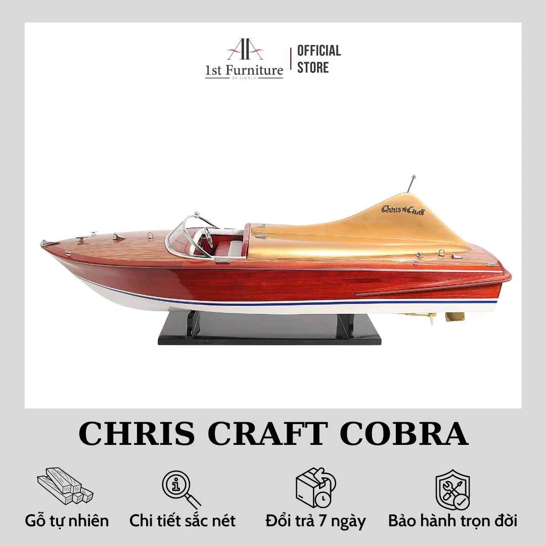 Mô hình Cano CHRIS CRAFT COBRA cao cấp, mô hình gỗ tự nhiên, làm quà tặng sang trọng 1st FURNITURE