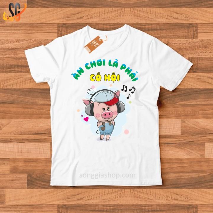 Áo Thun Chú Heo Dễ Thương - Thun Cotton - Đủ size Nam Nữ SGS108