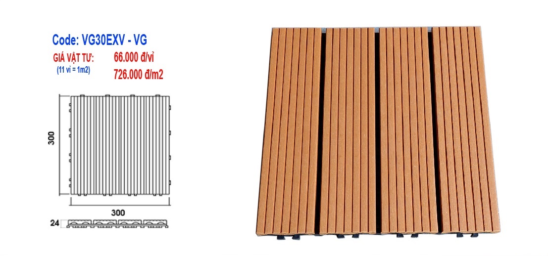 10 Vỉ gỗ nhựa composite lót sàn ban công chung cư màu vàng- Hàng loại 1 chất lượng cao được sản xuất tại Việt Nam - Hàng Việt cho người Việt
