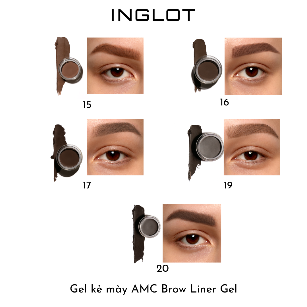 Bộ trang điểm mắt gồm Gel kẻ mày lâu trôi AMC Brow Liner + cọ trang điểm 17TL INGLOT