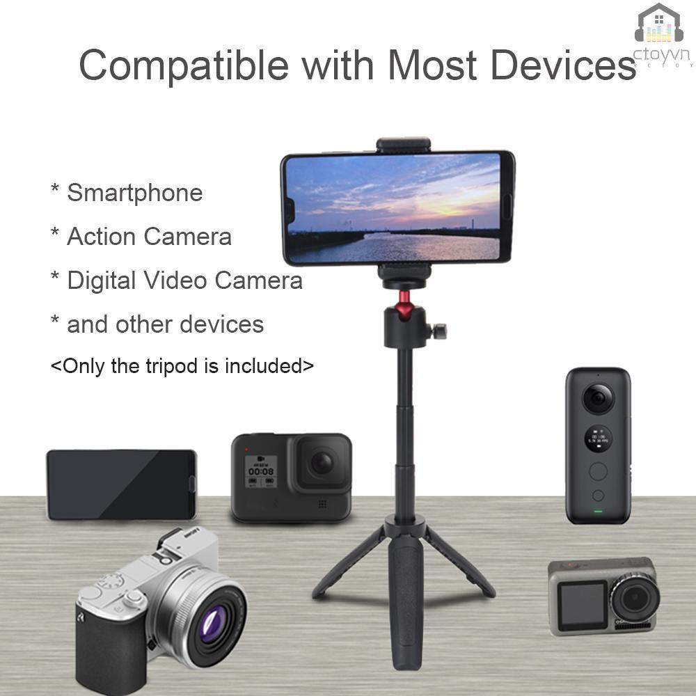 Giá đỡ chụp ảnh ba chân kiêm gậy chụp ảnh selfie có vít ren 1/4 inch đầu bi linh hoạt hỗ trợ quay vlog / livestream