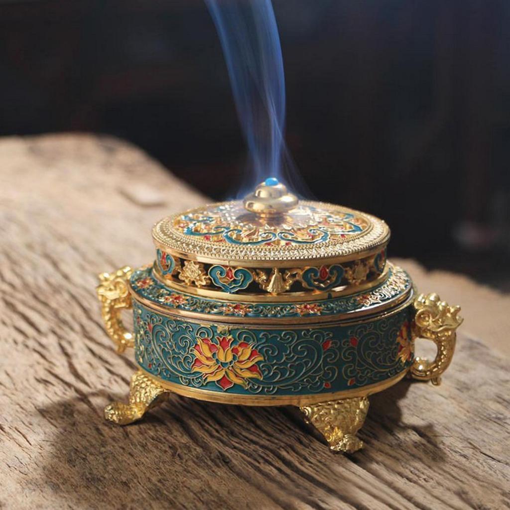2pcs Tibetan Bronze Incense Burner Holder Art Censer Home Decor Ornaments