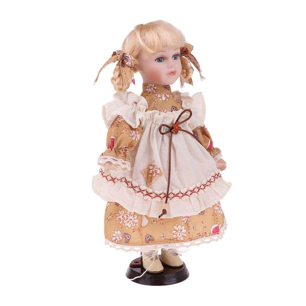 30cm Cute Porcelain Doll Girl Figures with Stand Adult Collection