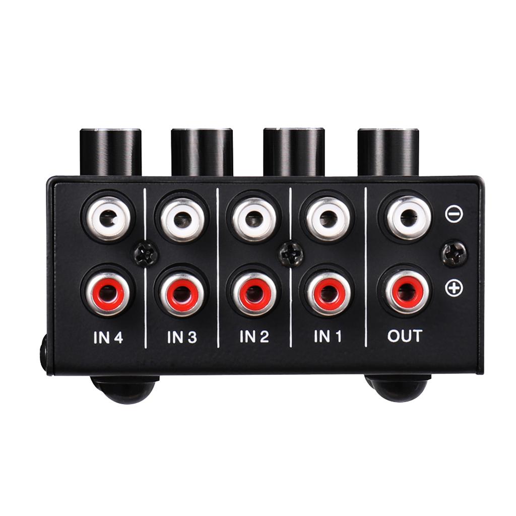 Mini Stereo Mixer 4 Channel Audio Mixes 4 in 1 Out for Desktop Laptop Phones