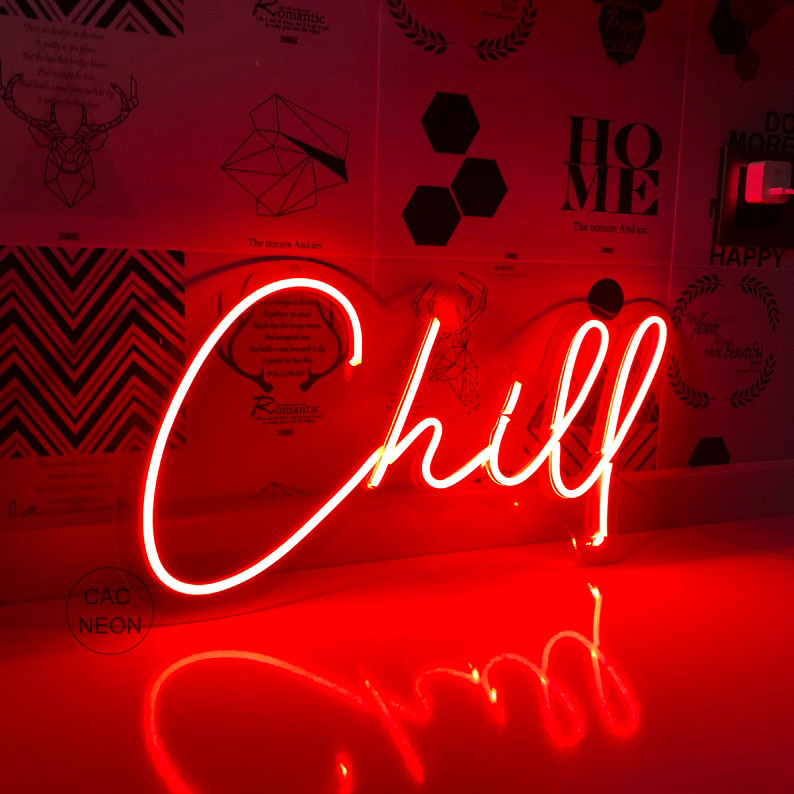 Neon chill, led neon chữ CHILL hồng, Decor phòng ngủ siêu đẹp