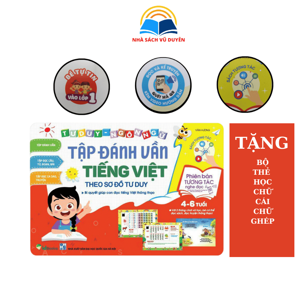 Sách - Tập đánh vần Tiếng Việt theo sơ đồ tư duy bé từ 4-6 tuổi phiên bản âm thanh 4.0 tặng kèm bộ thẻ chữ cái và chữ cái