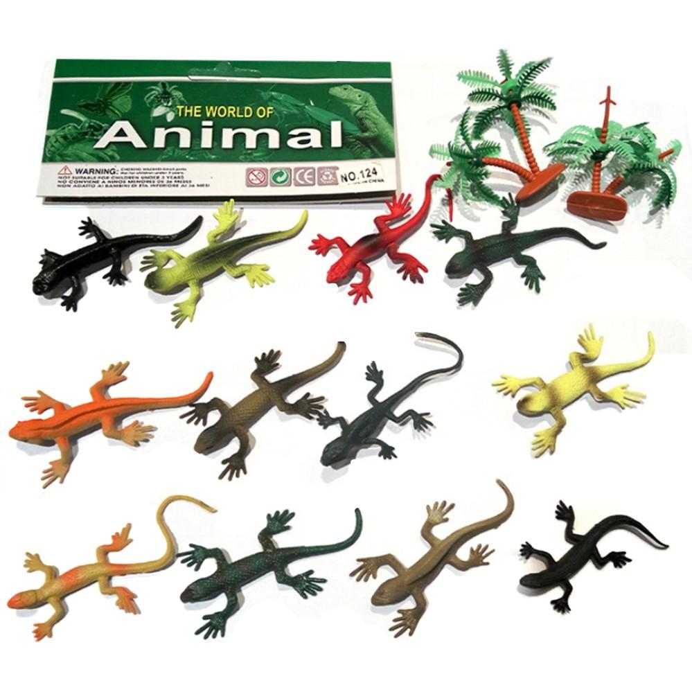 Bộ 12 Đồ Chơi Tắc Kè Safari Hoang Dã (dài 8 cm) Vacimall ANIMAL WORLD cho bé trên 3 tuổi