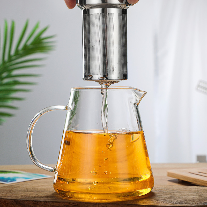 Bình pha trà thủy tinh crysttan có lõi lọc trà và nắp inox - tặng sét 4 cọ vs vòi ấm