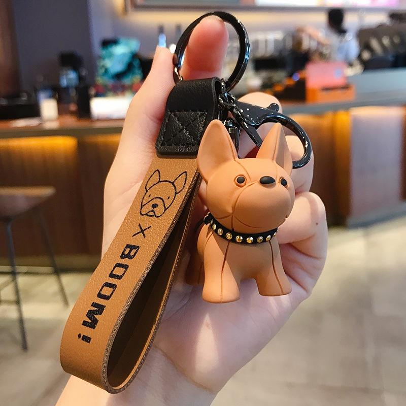 Móc khóa chó bull hot trend, móc khóa nhiều màu có khoen tròn và móc càng cua