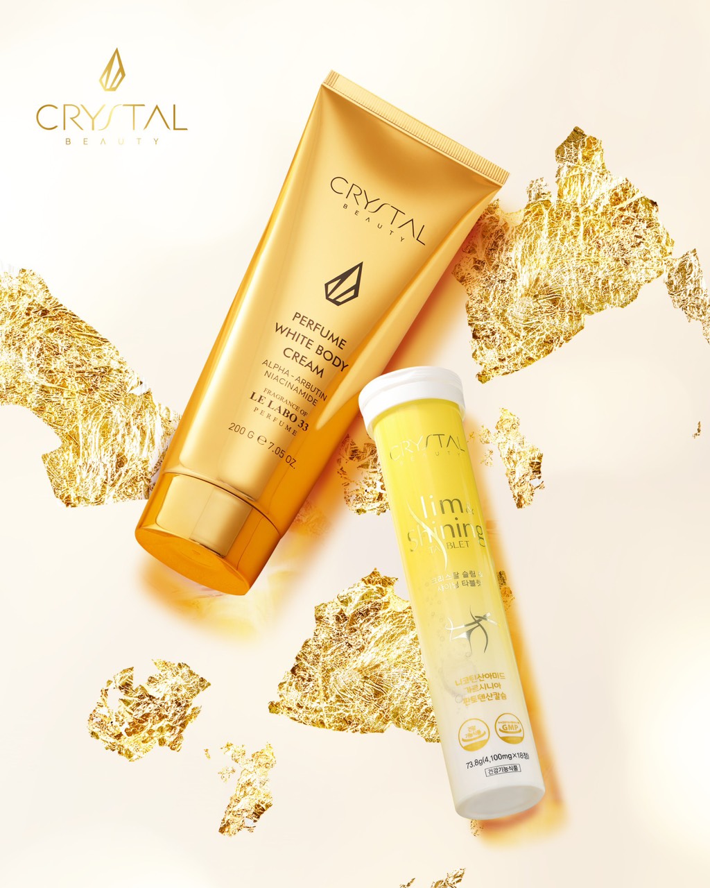 Dưỡng thể Body Crystal Perfume White Body Cream- giúp nâng tone da ngay tức thì, xóa mờ thâm sạm, giúp da sáng hồng, rạng rỡ và đều màu