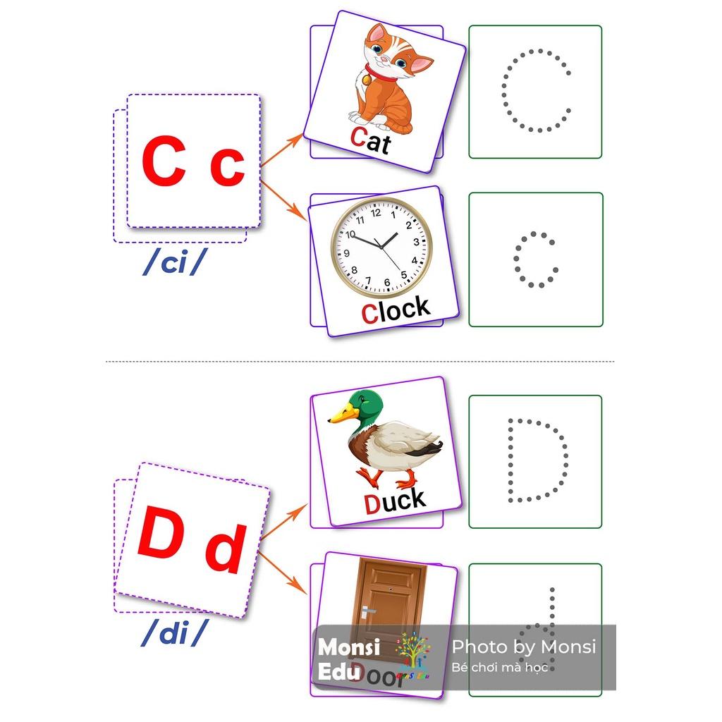 26 Chữ Cái Alphabet Và Từ Vựng F32 - Học liệu dính dán montessori - Matching Book