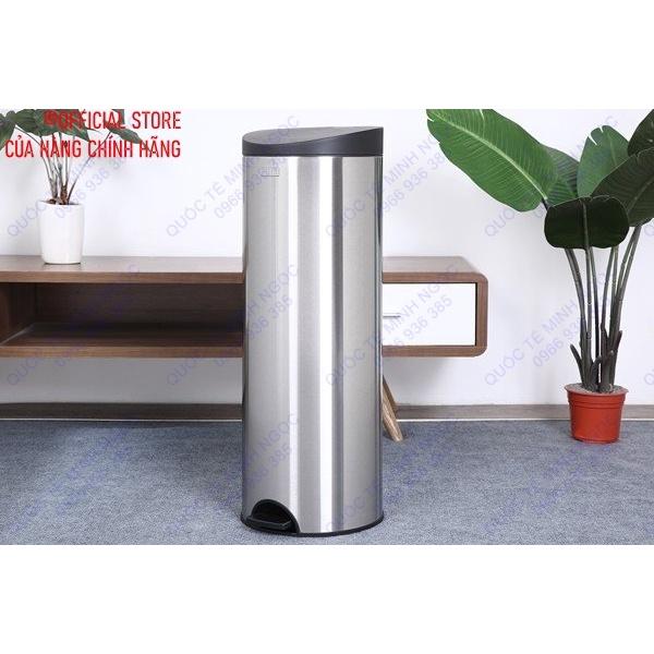 Thùng rác inox tròn đạp chân cỡ trung 15L_MNRPL1-901_Quốc Tế Minh Ngọc