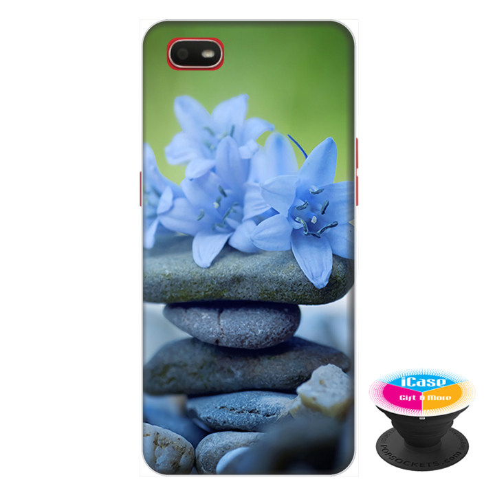 Hình ảnh Ốp lưng điện thoại Oppo A1K hình Đá và Hoa tặng kèm giá đỡ điện thoại iCase xinh xắn - Hàng chính hãng
