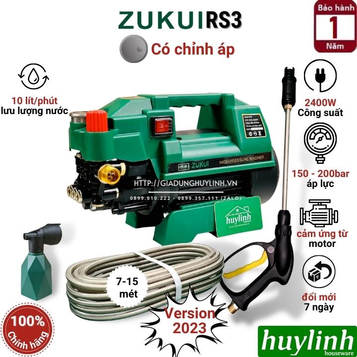 Máy xịt rửa xe chỉnh áp Zukui RS3 - Công suất 2400W - Motor cảm ứng từ - Tặng thân nối dài - Hàng chính hãng