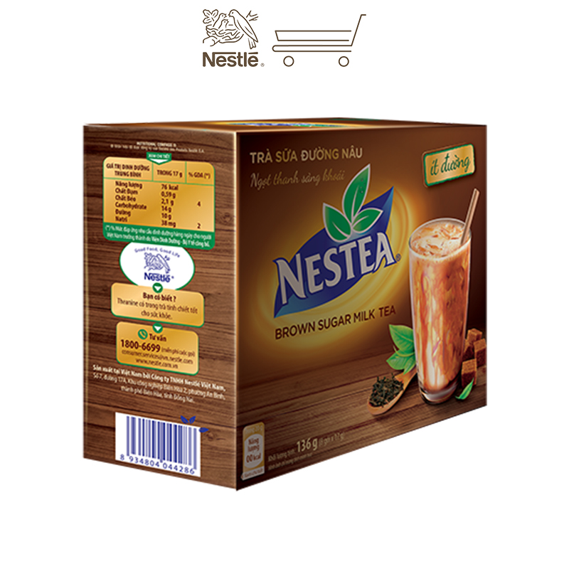 Trà sữa đường nâu Nestea (8 gói x 17g)