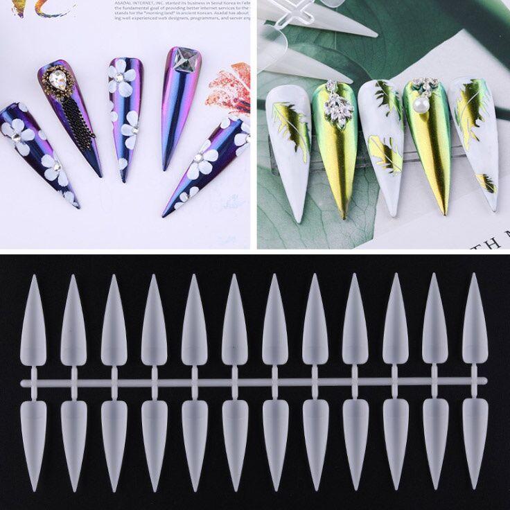 Vỉ Móng Mẫu 240 Móng Form Nhọn Tập Vẽ Tập Sơn, Nhựa Cao Cấp, Phù Hợp Học Viên Và Thợ Làm Nail, Gói 10 Vỉ 24 Móng Nữ