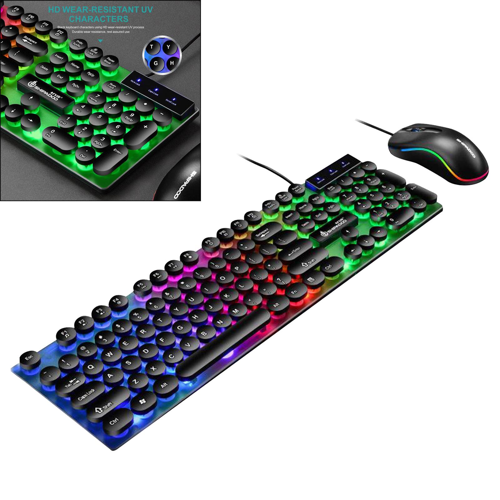 USB Wired RGB Rainbow Backlit Luminous Gamer Mouse Keyboard Set for Working or Games