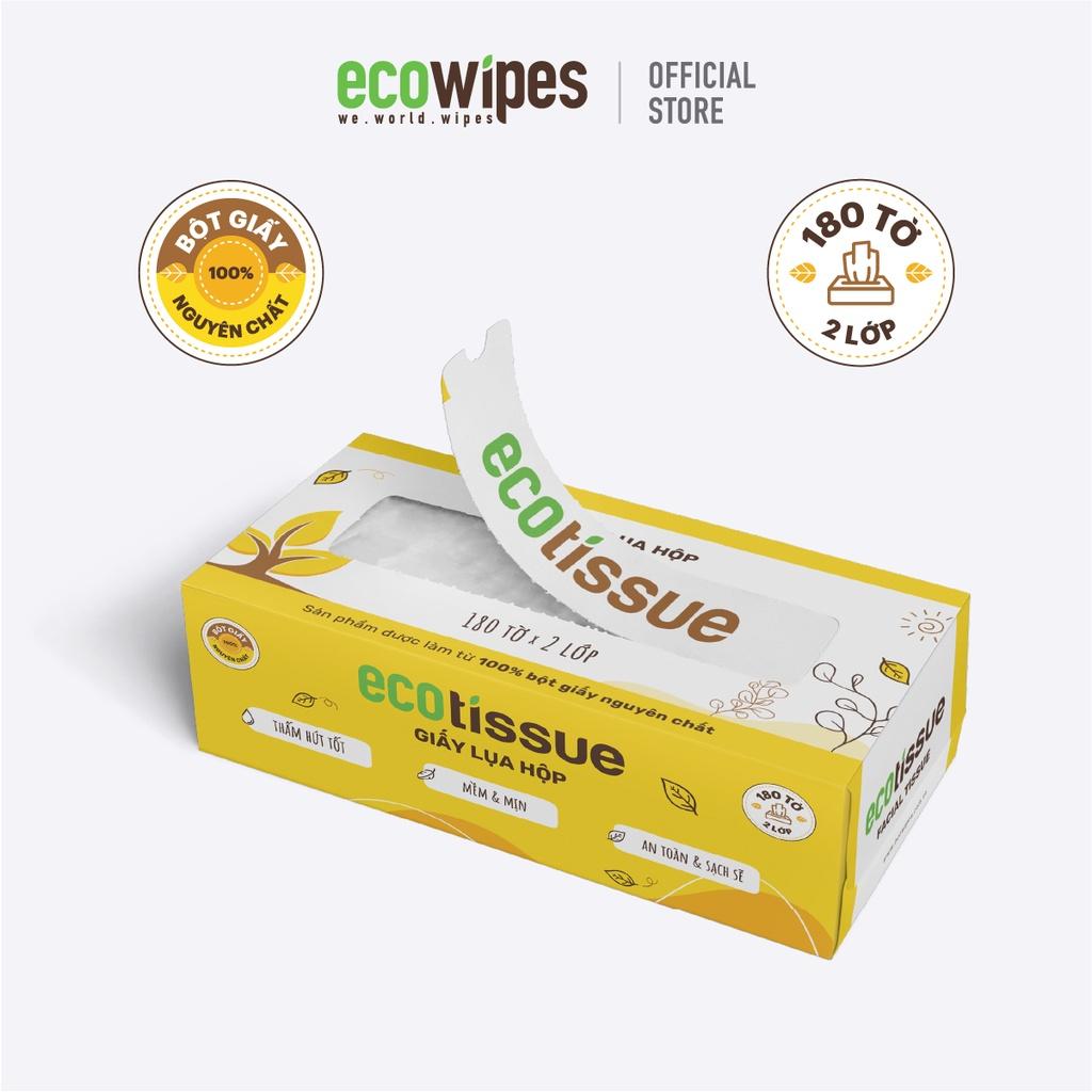 Combo 05 hộp khăn giấy khô khăn giấy lụa Ecotissue 180 tờ cao cấp siêu mềm mịn dai thấm hút tốt an toàn sạch sẽ