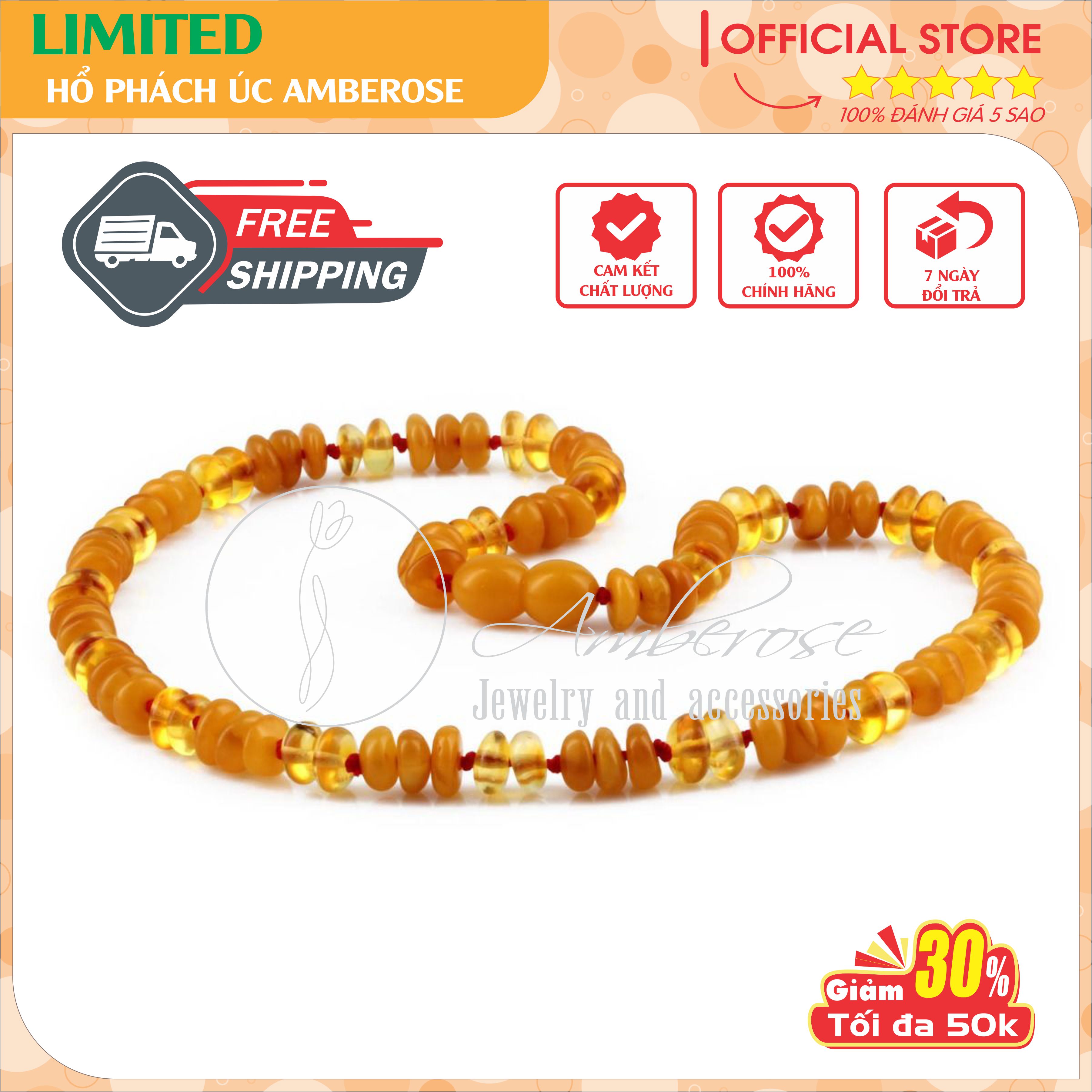 Vòng Cổ Hổ Phách Amber Úc Cho Bé 0 - 10 tuổi ( Mẫu Đặc Biệt ) VCABLMT338