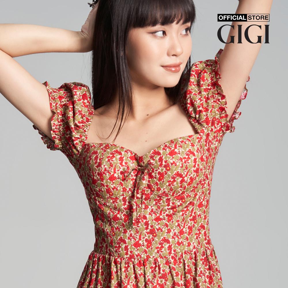 GIGI - Đầm xếp li mini tay ngắn in họa tiết hoa xinh xắn G2101D231116