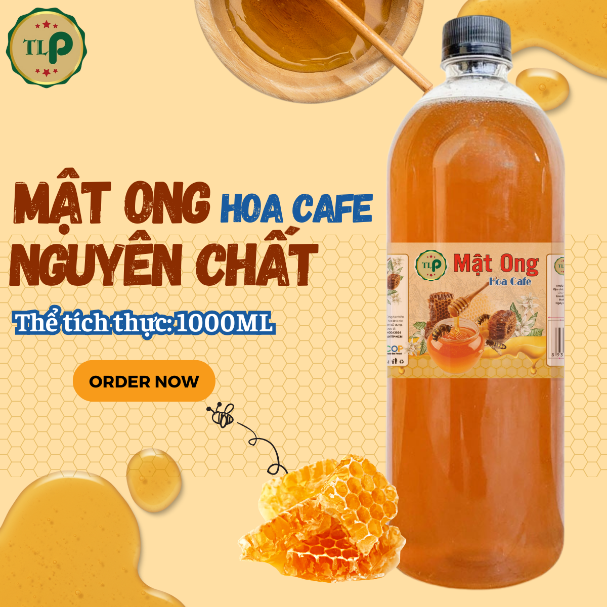 Mật Ong Hoa Cà Phê 2000ml | Combo 2 Chai 1000ml | 100% Mật Ong Nguyên Chất TLP