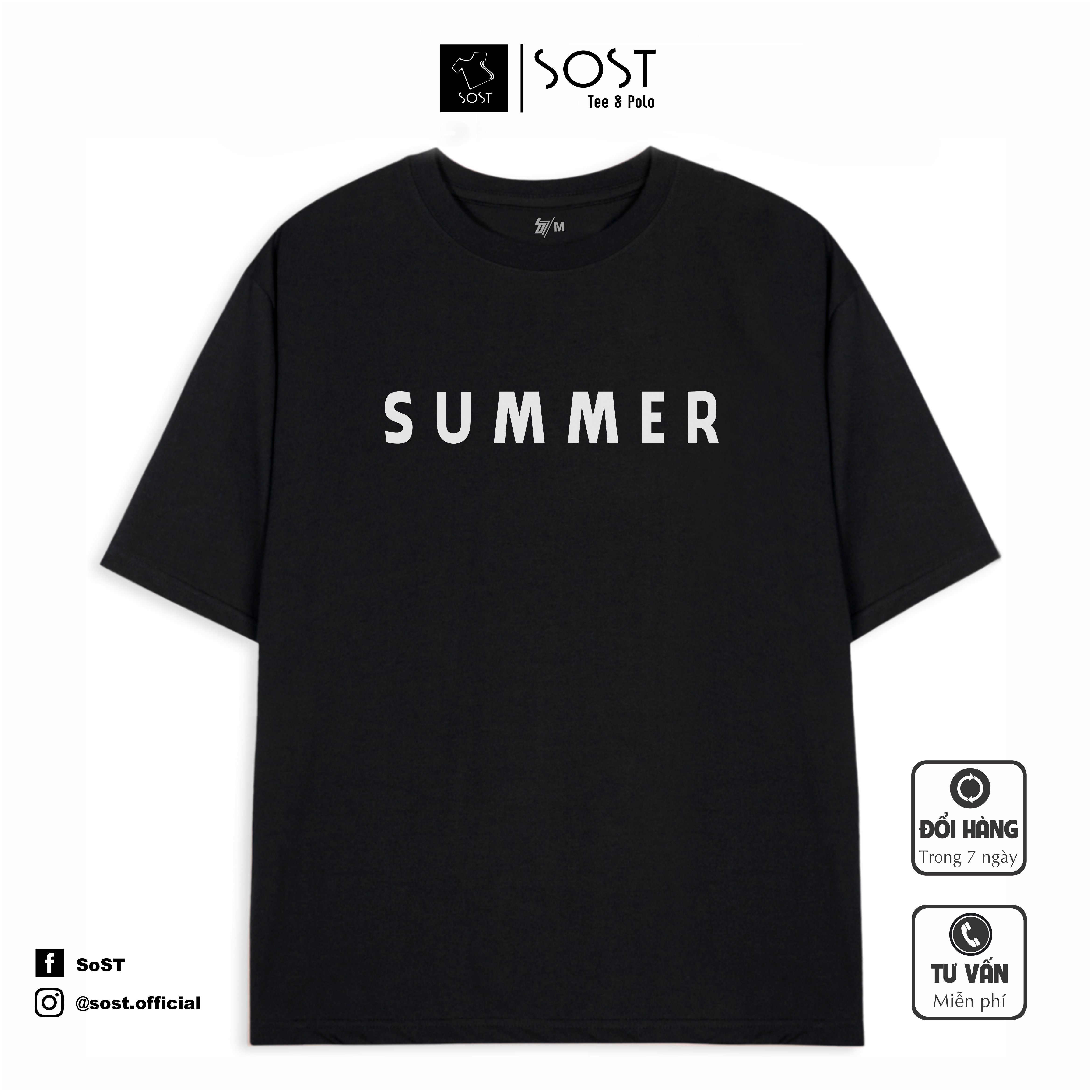 Áo thun tay lỡ Unisex Nam Nữ, áo phông form rộng in chữ SUMMER