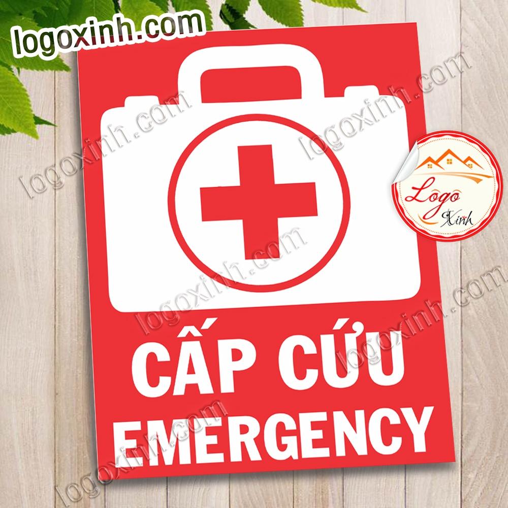 LOGO TEM STICKER BIỂN BÁO CẤP CỨU - EMERGENCY - TÌNH HUỐNG KHẨN CẤP