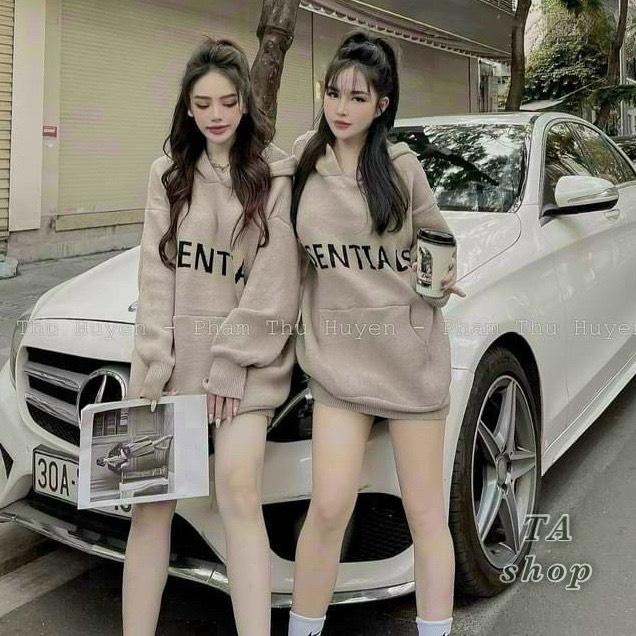 Áo len nữ kèm mũ dáng dài trùm mông siêu hot