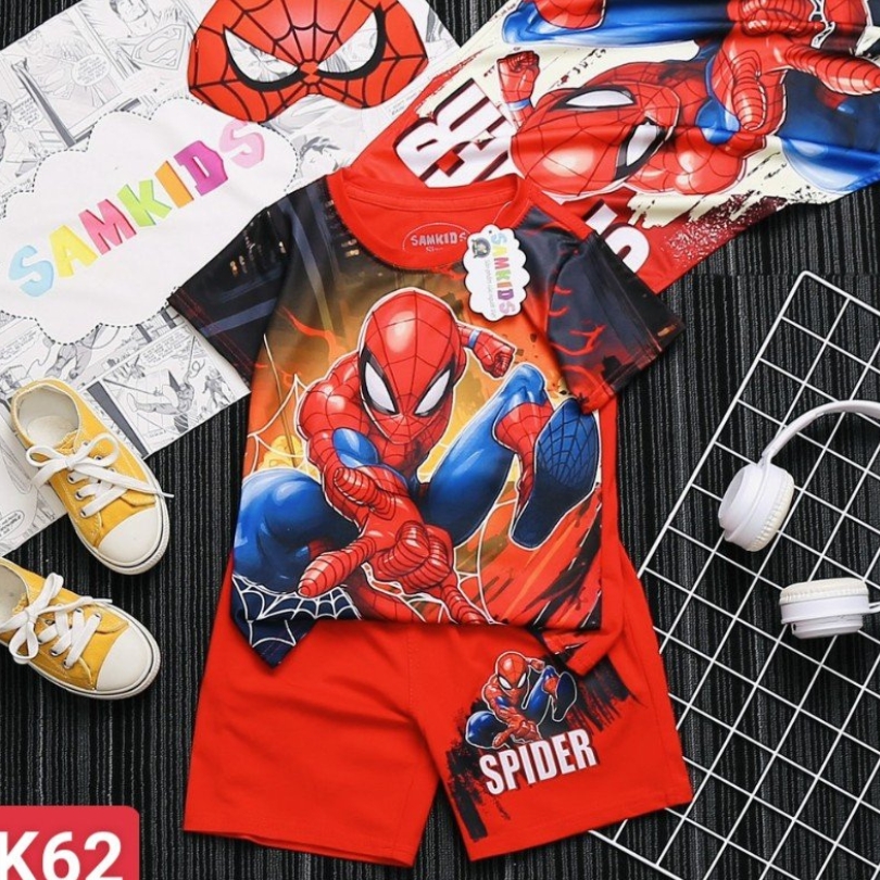 [BST] Đồ bộ siêu nhân bé trai lửng tay từ 2 tuổi đến 5 tuổi Hulk, Spiderman, Batman, Captain tặng choàng+mặt nạ BN189
