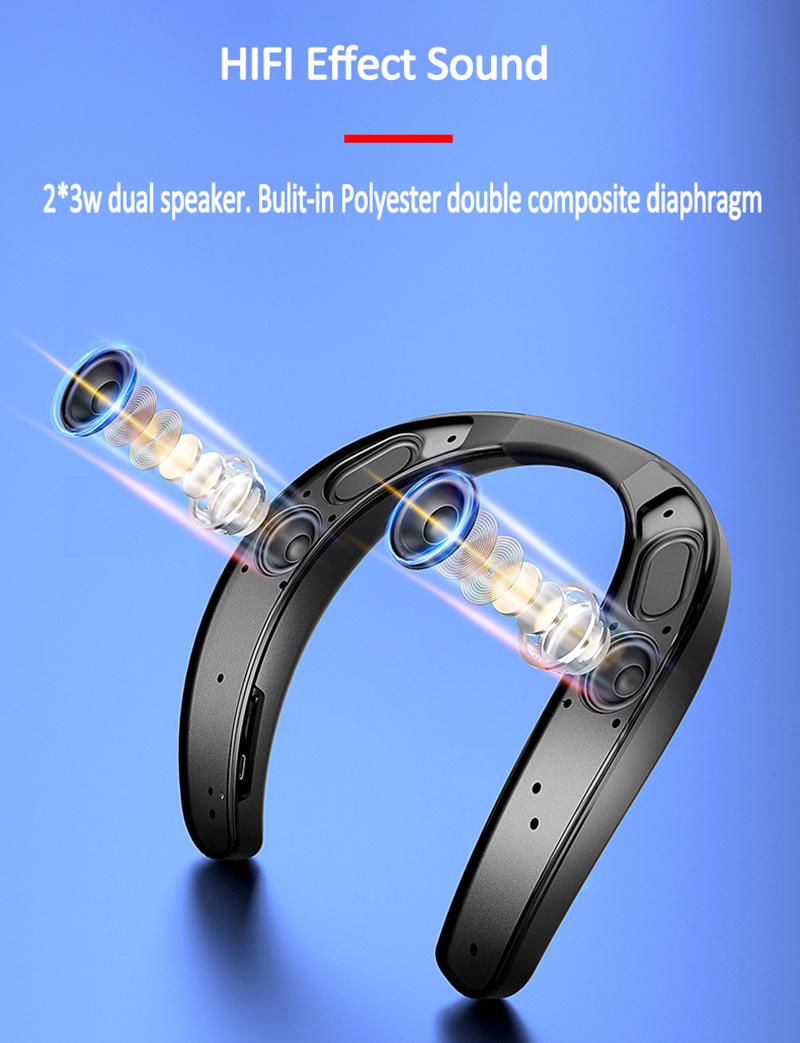 Mới Loa Bluetooth Gắn Cổ Hifi Đeo Cổ Bluetooth Chơi Game Âm Thanh Vòm Âm Thanh Nổi 3D Loa Ngoài Trời Màu sắc: Đen