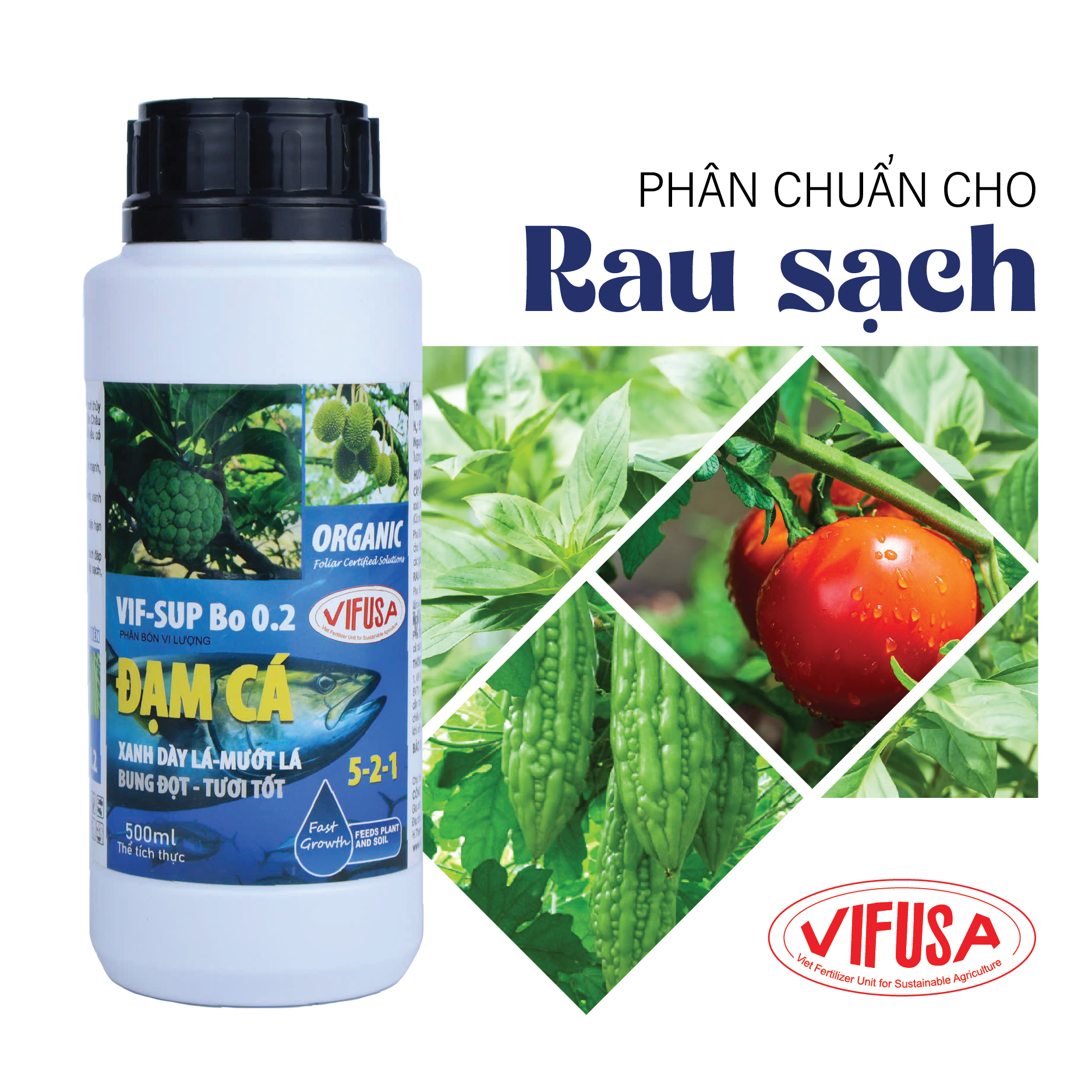 VIF-SUP Bo 0.2 - Phân bón đạm cá chai 500ml