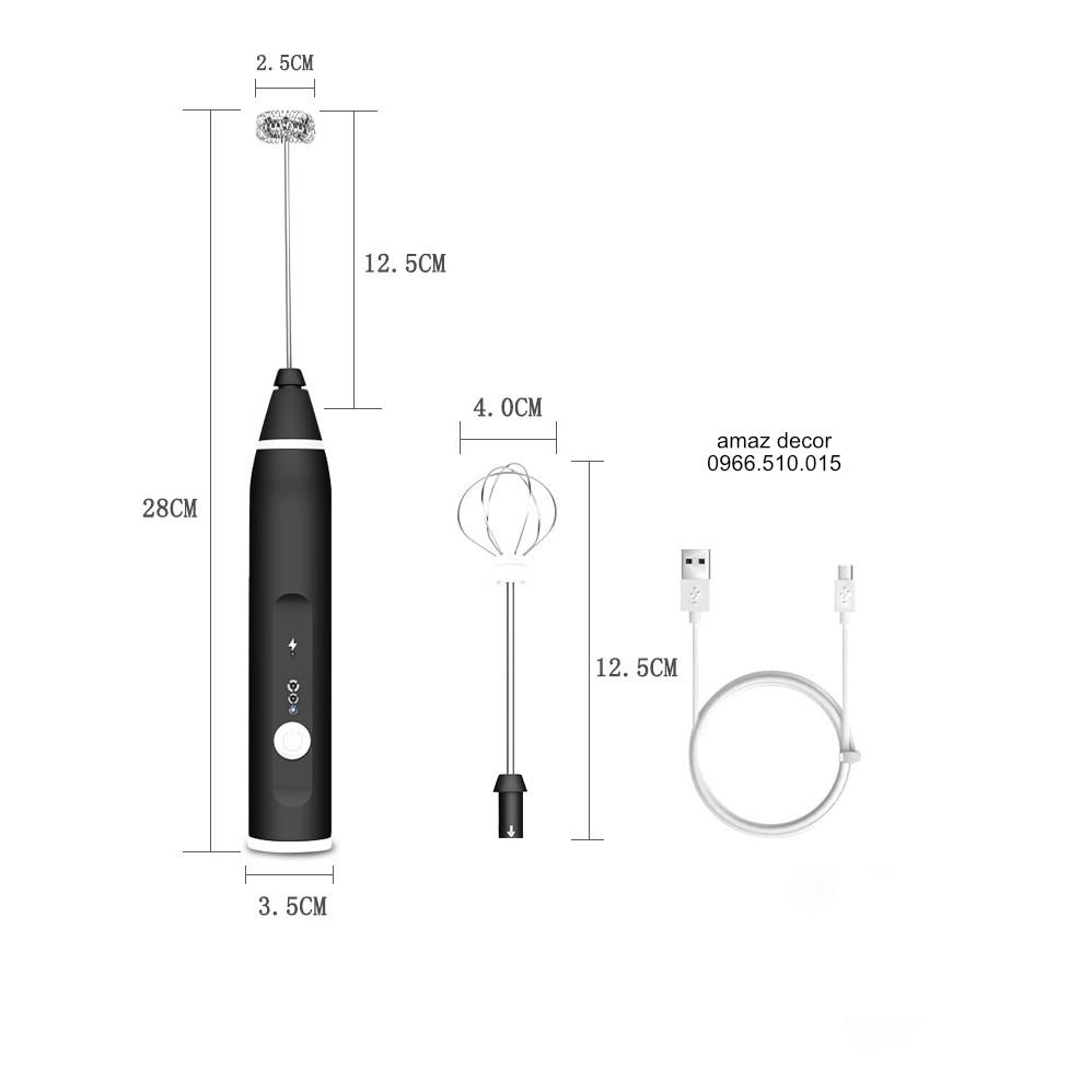 SALE GIÁ SỈ TẠI XƯỞNG Máy tạo bọt cafe đánh trứng mini 2 trong 1 cầm tay dùng pin sạc USB 3 cấp độ cao cấp